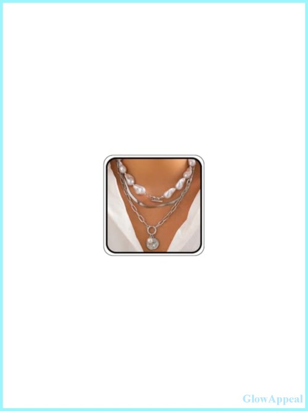 Baroque Pearl Paperclip Choker Necklace Set Layered Stackable
